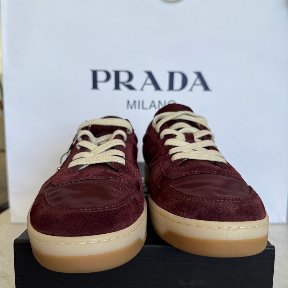 Prada Milano 2EE364 Men Dark Red Suede Fabric Downtown Sneakers shoes UK 9 - Picture 3 of 16